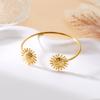 Light Luxury Stainless Steel Sunflower Open Bangle for Women Delicate Stackable Seaside Vacation Party Jewelry Accessories