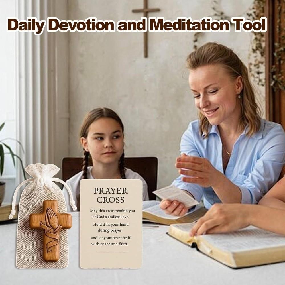 Blessing Mini Wooden Cross with Card Crosses Figurine Cross Ornament  Daily Prayer