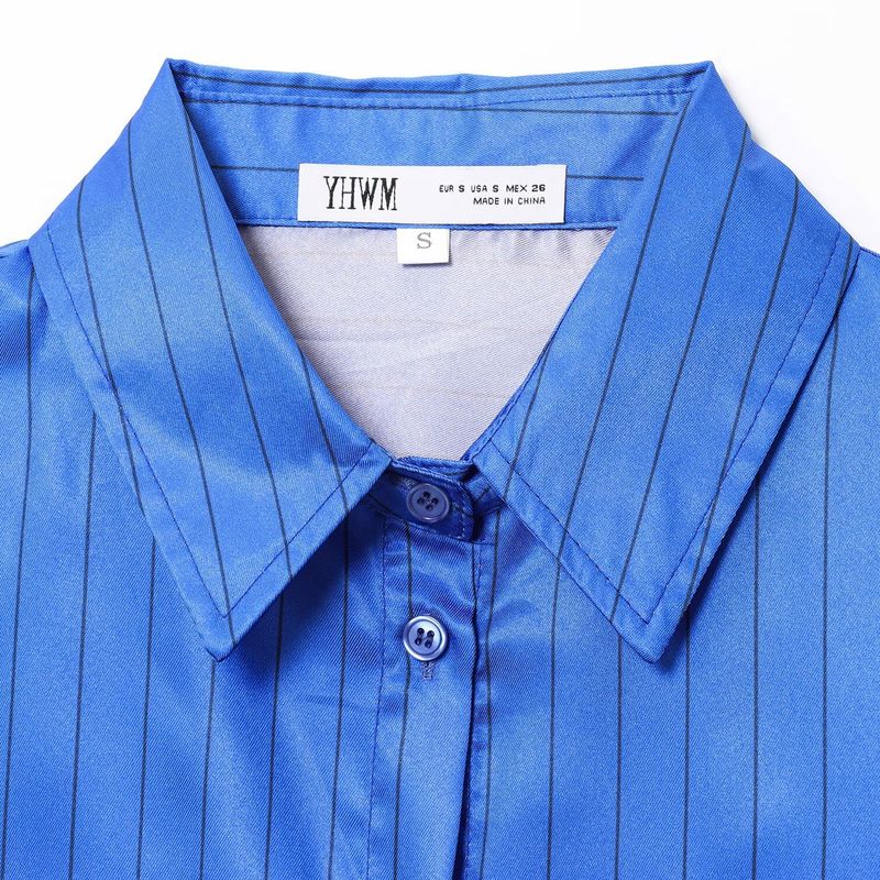 Kaslead New Women clothes Western Style Loose Stripe Shirts Casual Trousers 7563253 7563252