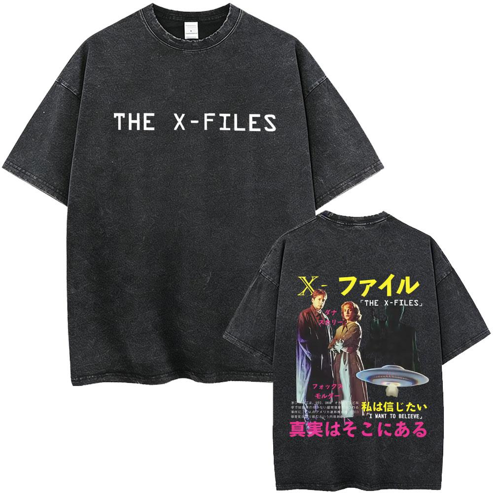 Washed Vintage Movie The X Files All The Taglines The Truth Is Out There Graphic Tshirt Mens Women Casual Cotton Retro T Shirt