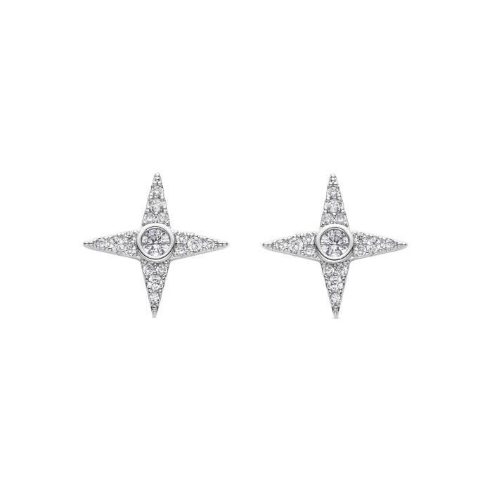 Luxenter Boucles d'oreilles Ylu, en zircone rhodiée, finition en rhodium