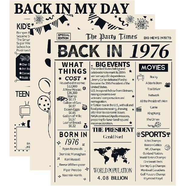 HOMANGA 80th Birthday Decorations for Men and Women, 3 Pieces Vintage 80 Years Birthday Anniversary Posters, Back In 1946 Party Decoration Supplies,
