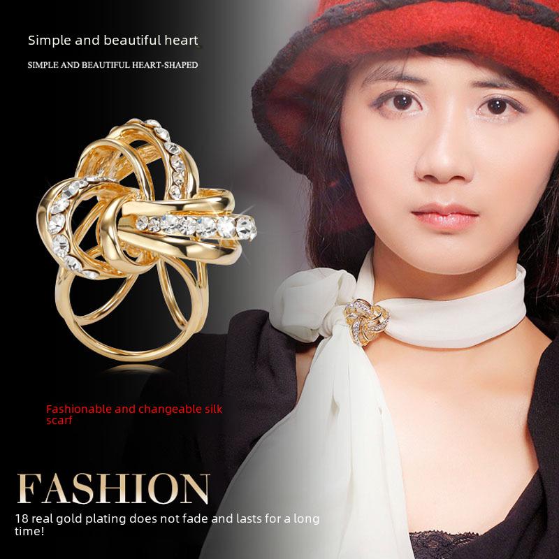 Korean High-End Flower Brooch with Rhinestone for Scarves