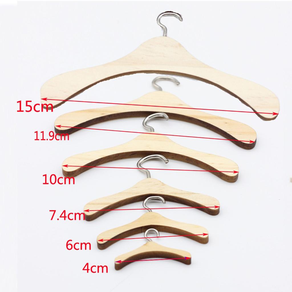 10 Dolls Wooden Hangers Metal Hooks Clothes Organizer for Uncle