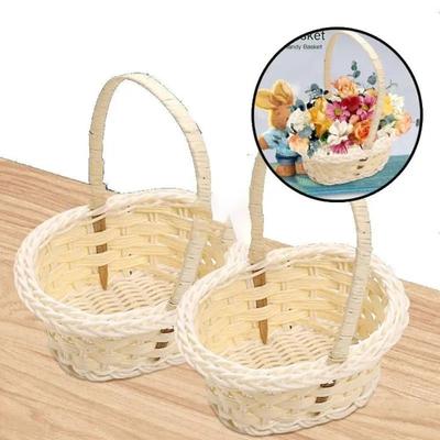 Plastic Rattan Flower Storage Basket Multi-functional Rustic Flower Basket Shopping