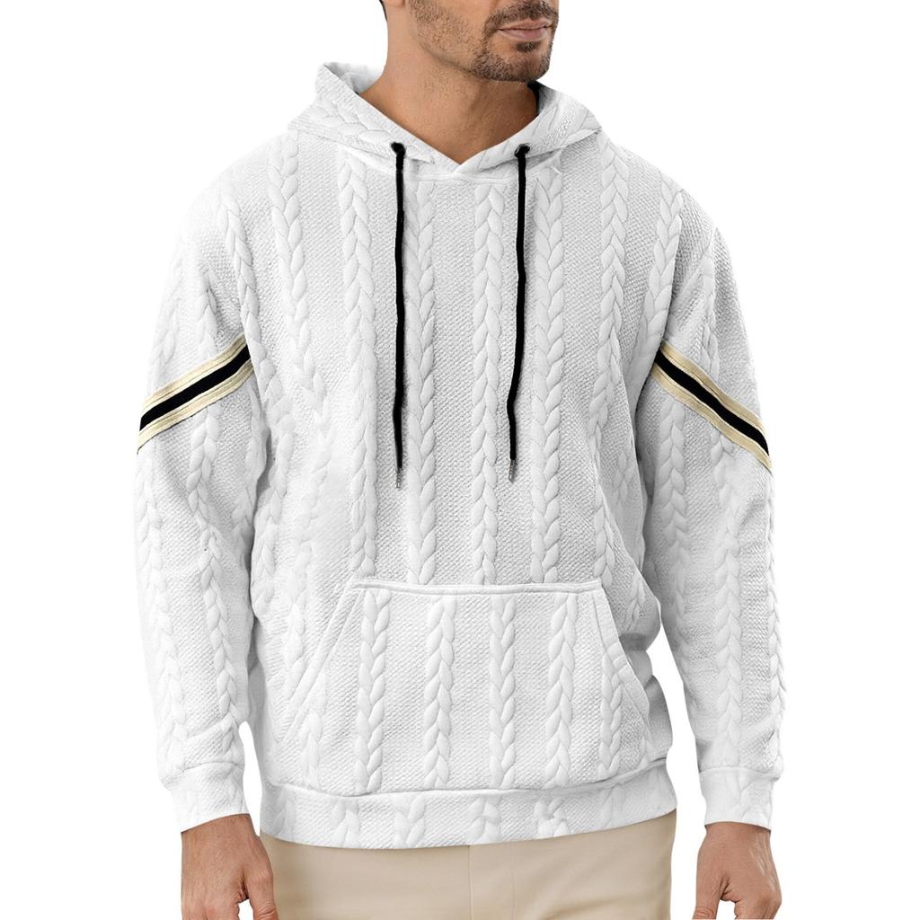 Men's Casual Solid-color Lightweight Hooded Sweatshirt With Trendy Patchwork, Men's Loose Sporty Pullover