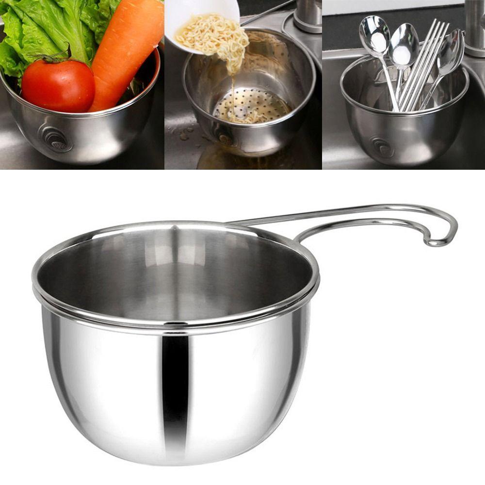 

Stainless Steel Drain Rack Drain Water Basket Filter Storage Shelf Sink Drain Basket 24.2x14.5x9cm