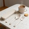 Travel Utensils with Case Wheat Stalk Reusable Portable Camping Cutlery Fork and Spoon Set for Lunch Box Daily Use