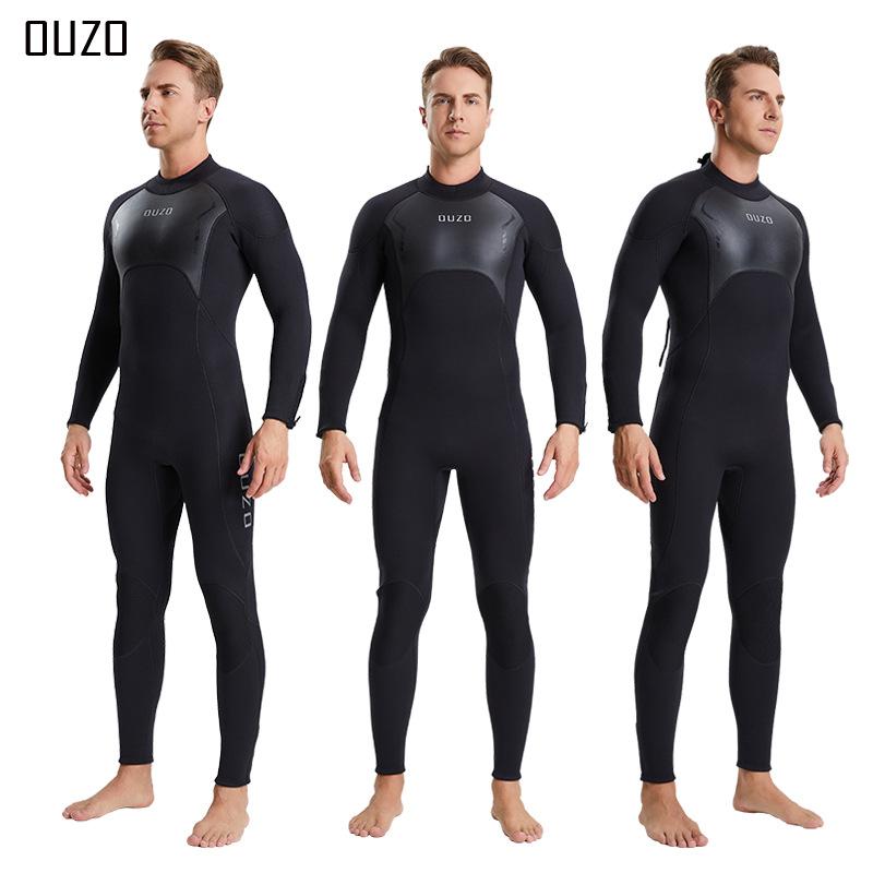 Mens Triathlon Wetsuit 3mm Neoprene Long Sleevele One Piece Wetsuit Ultra Elastic Diving Suit Open Water Swimming