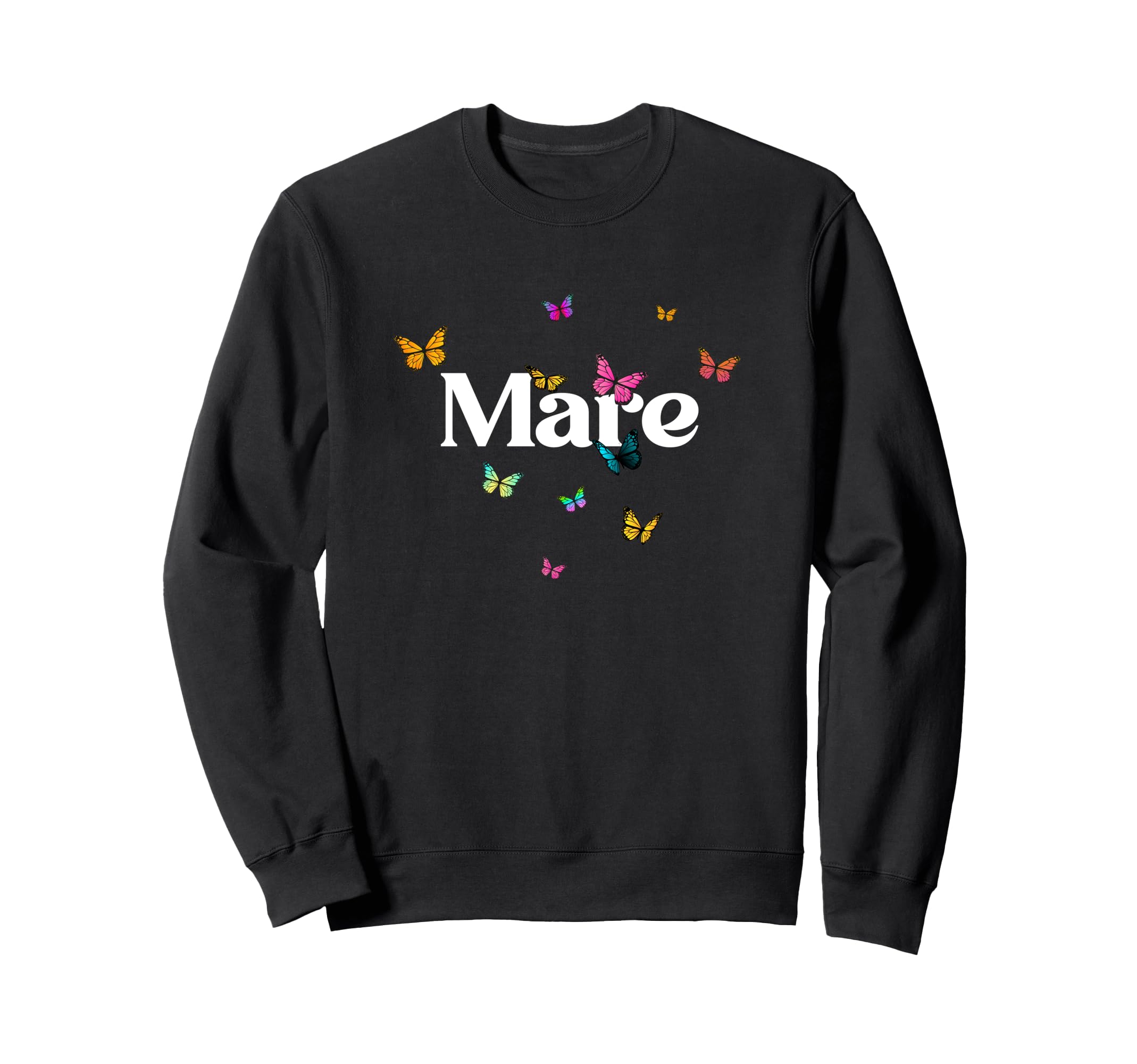 

MARE - Adorable girl name with colorful Butterlies sweatshirt