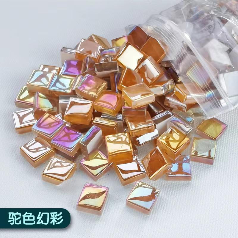 100g Mixed Mosaic Pieces Assorted Color Square Glitter Glass Mosaic Tiles for DIY Crafts Supplies Blue Purple Green Arte