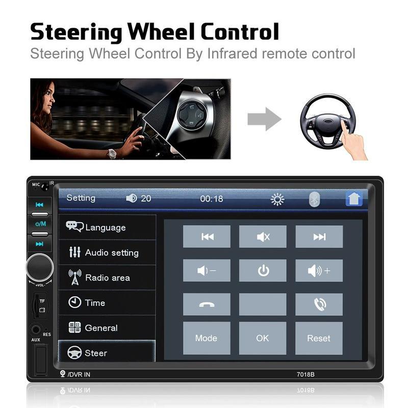 Autorádio 7" 2Din audio Stereo Bluetooth Zadní kamera Vestavěný systém DVR do auta