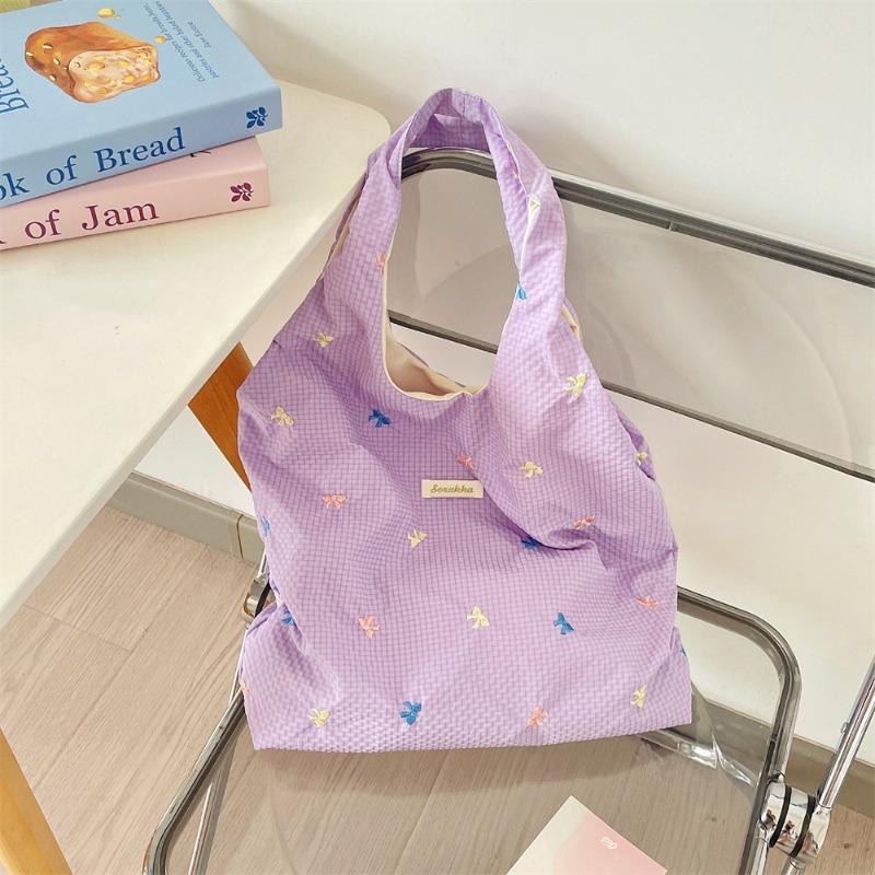 

Летняя новая свежая вышитая сумка через плечо с бантом, жилет, сумка под мышкой, холщовая сумка большой вместимости фиолетовый