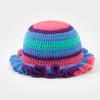 New Colorful Crochet Ruffle Brim Knit Bucket Hats Winter Woman Handmade Stretch Fisherman Cap Outdoor Warm Windproof Beanie Hat