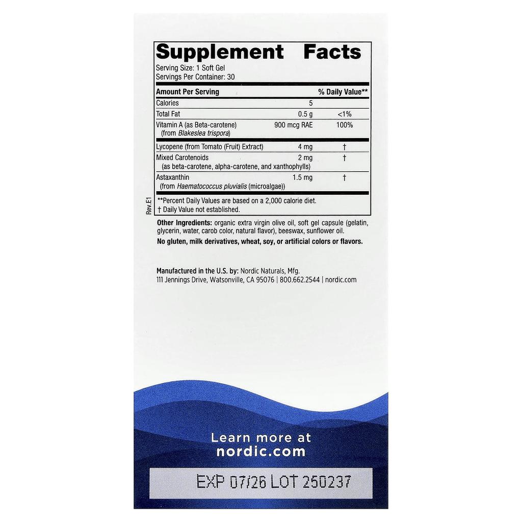 Vitamin A + Carotenoids, 30 Softgels