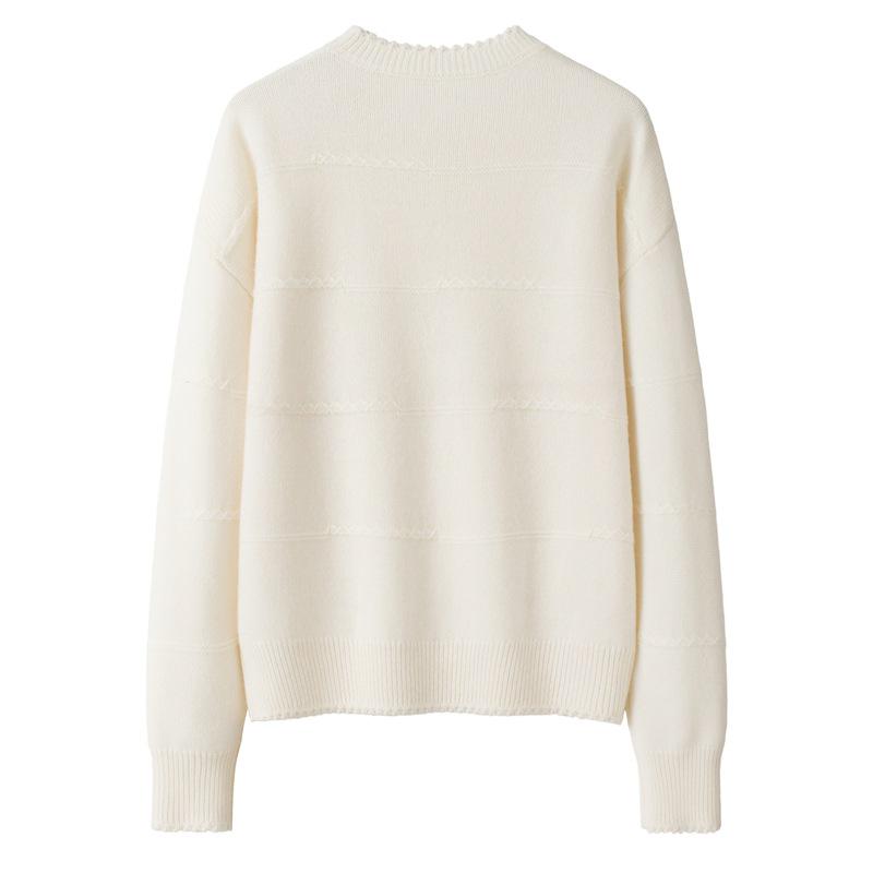 Minimalist Round Neck Tassel Hand-Knitted 2-Ply Cashmere Pullover Sweater