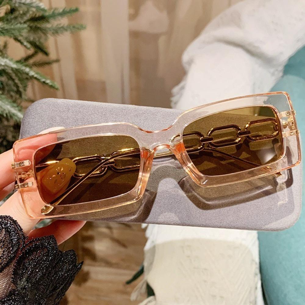 Personality Hip-hop Metal Chain Sunglasses Stylish Polygon Compact Frames Street Photo Sunglasses Square Models for Female