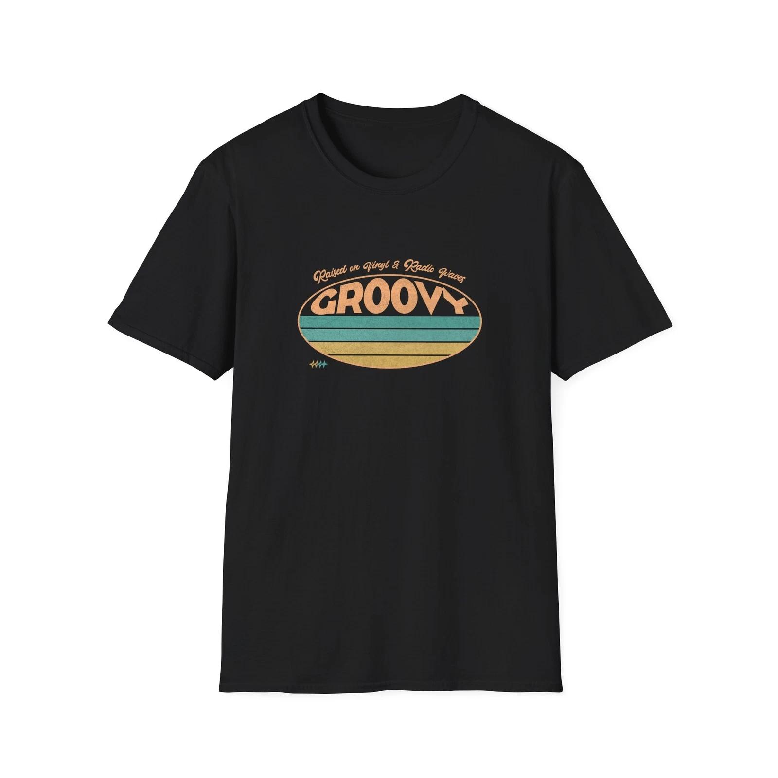 Raised On Vinyl & Radio Waves Groovy Softstyle T, Vintage, Retro, Vibes, Gift. S