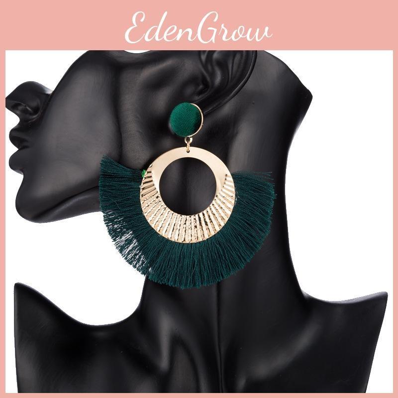 Cotton Unique Geometric Tassel Earrings For Women In Colors Multiple