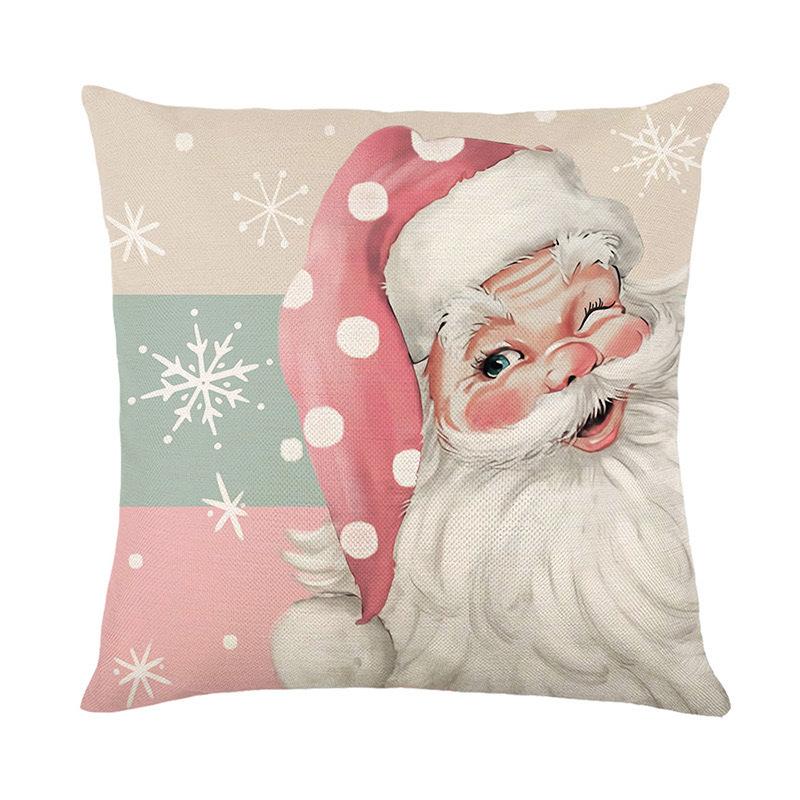 Christmas Pillowcase Decorative Linen Printed Porch Courtyard Sofa Home Decoration Pillowcase