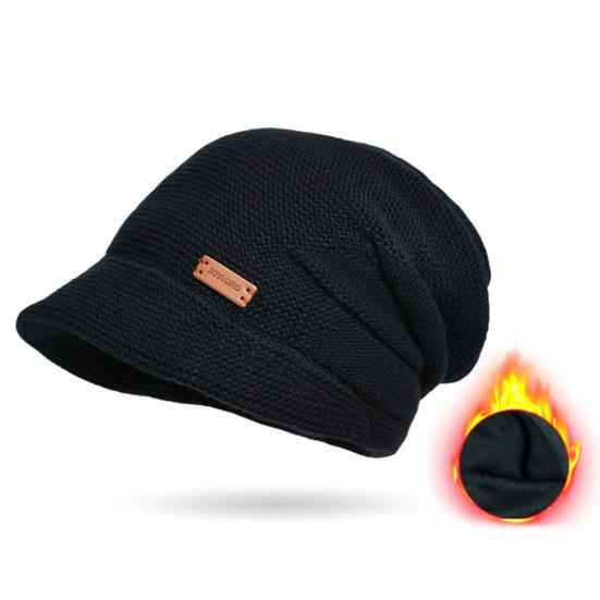 Chapeau d'hiver pour femmes, large bord court, élastique, couleur unie, doux, chaud, épais, peluche, résistant au froid, antidérapant, bonnet tricoté pour l'extérieur, hiver