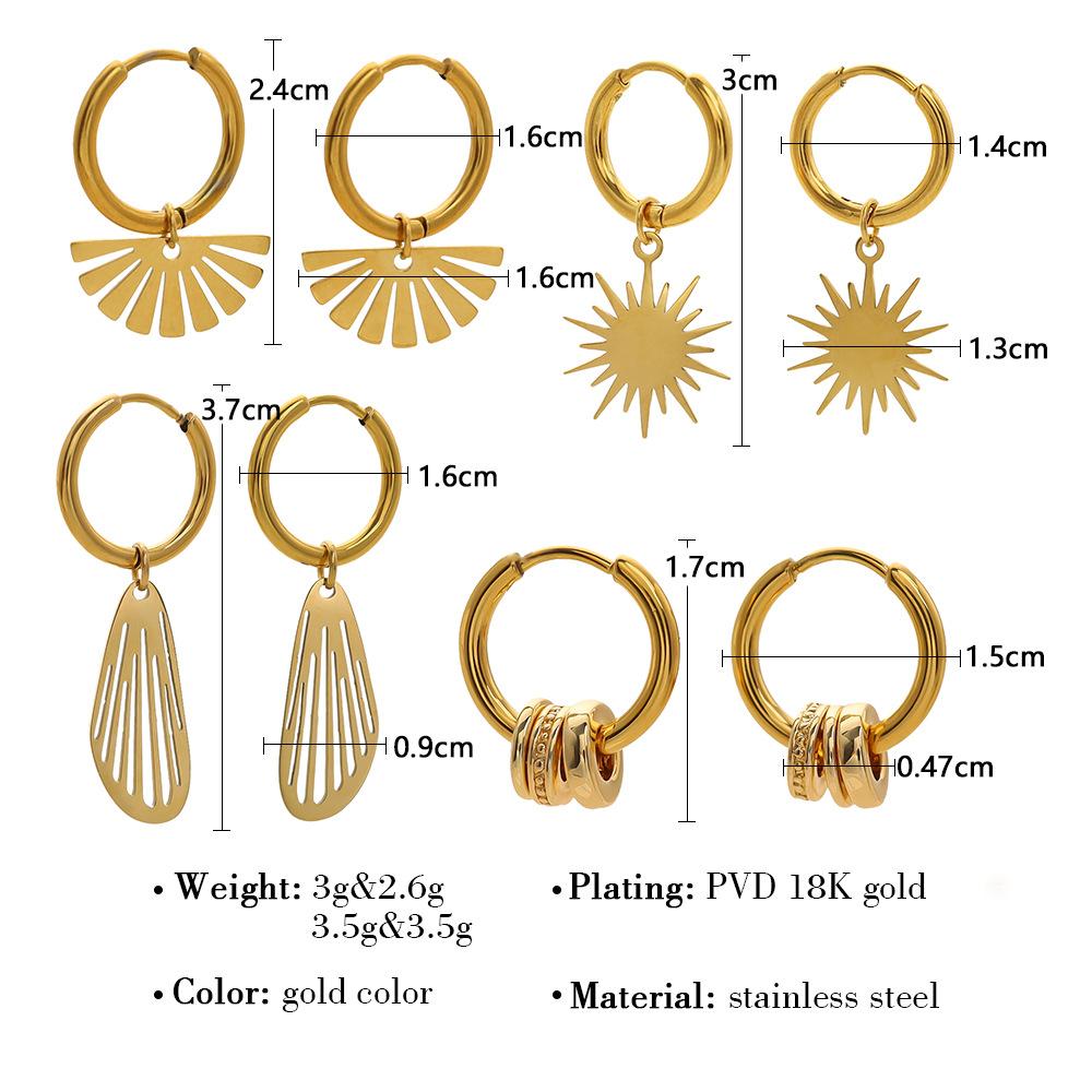 Fashion Gold Non-Fading Stainless Steel Earrings Mangxing Simple Titanium Steel Earrings Women