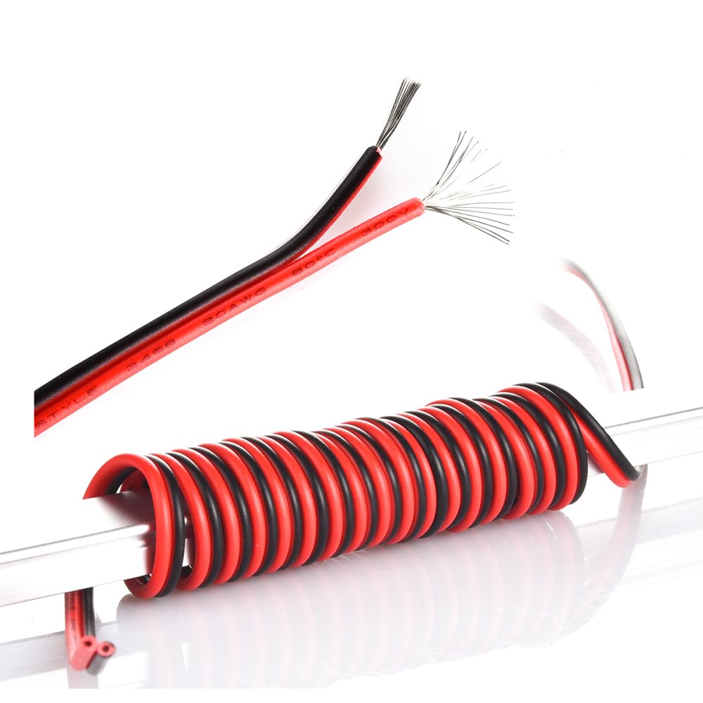 SSZYMAOYI AWG22 Electric Wire, Wiring Cord, Extension Cord, Red and Black, 66.6 ft (20