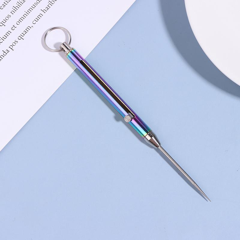 1Pcs Titanium Alloy Telescopic Toothpick Keychain Pendant Gift Fruit Fork Camping Toothpick Holder Unpacking Tool