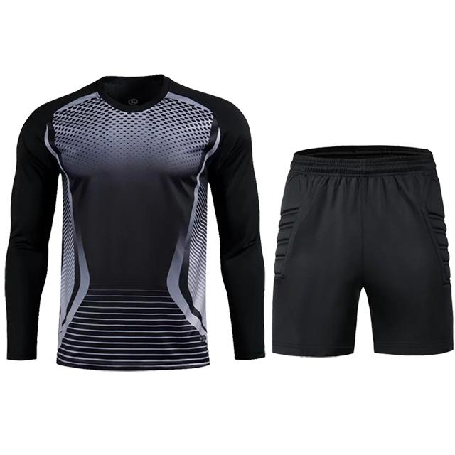 Herren Erwachsenen Fußball Torwart Uniform Schutzschwamm Fußball Langarm Kinder Training Torwart Fußball Trikot Oberteil Hose