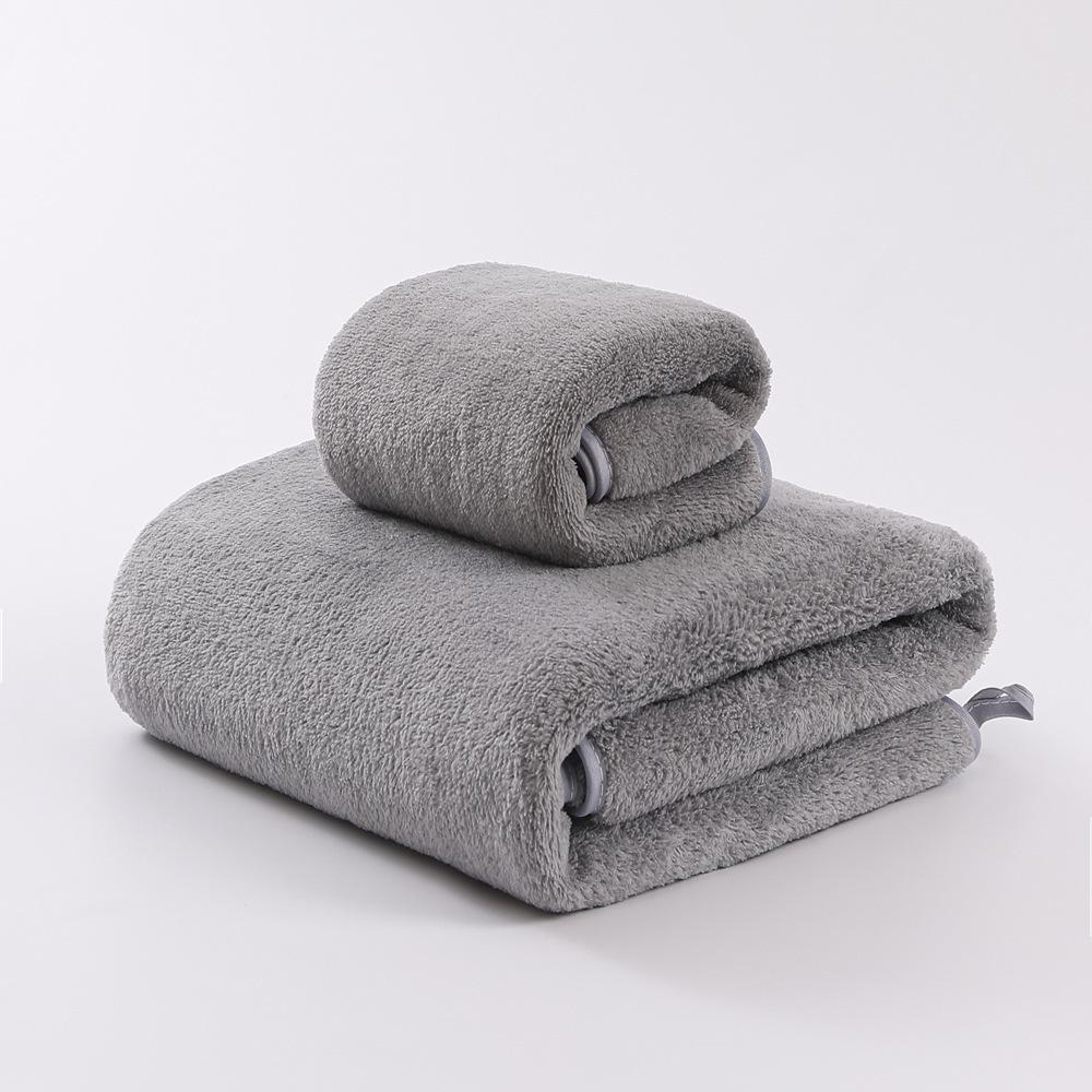 Coral Fleece Plain Color Bath Towel - Thick, Soft, and Highly Absorbent