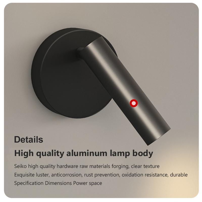 Lampe Murale LED Nordique Angle Réglable Lampe de Lecture Semi Encastrée Métal Rotation Applique Murale Pour Chambre Nuit Couloir Placard
