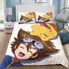 Digimon Cartoon 3D-Printed Bedding Set—Includes Duvet Cover and Pillowcases—Available for Single, Double, King, and Queen-Sized