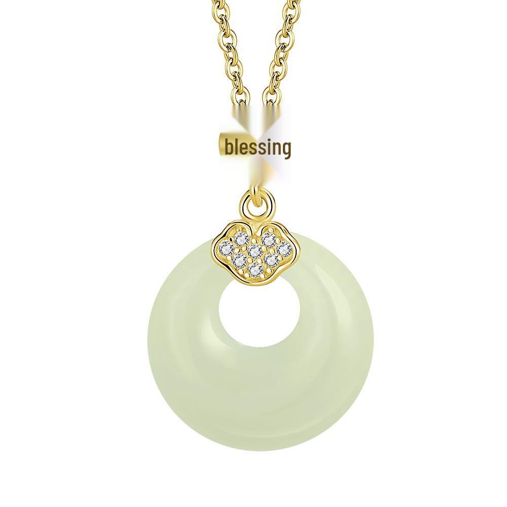 2024 Ruyi Ping An Kou Necklace: Hetian Jade Pendant - Chinese Style Gift for Girlfriend or Mother