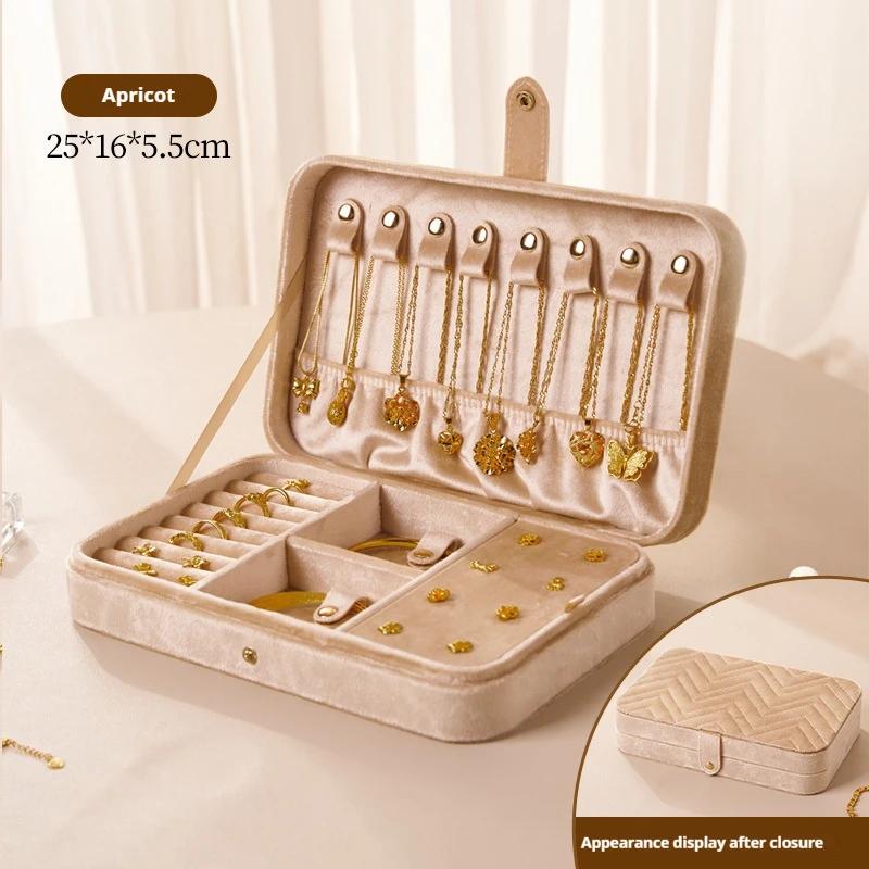 

Vintage Flannel Jewelry Organizer Large Capacity Jewelry Organizer Boxes Earring Necklace Bracelet Storage Box Satisfactory Gift 25 16 5.5cm кремовый