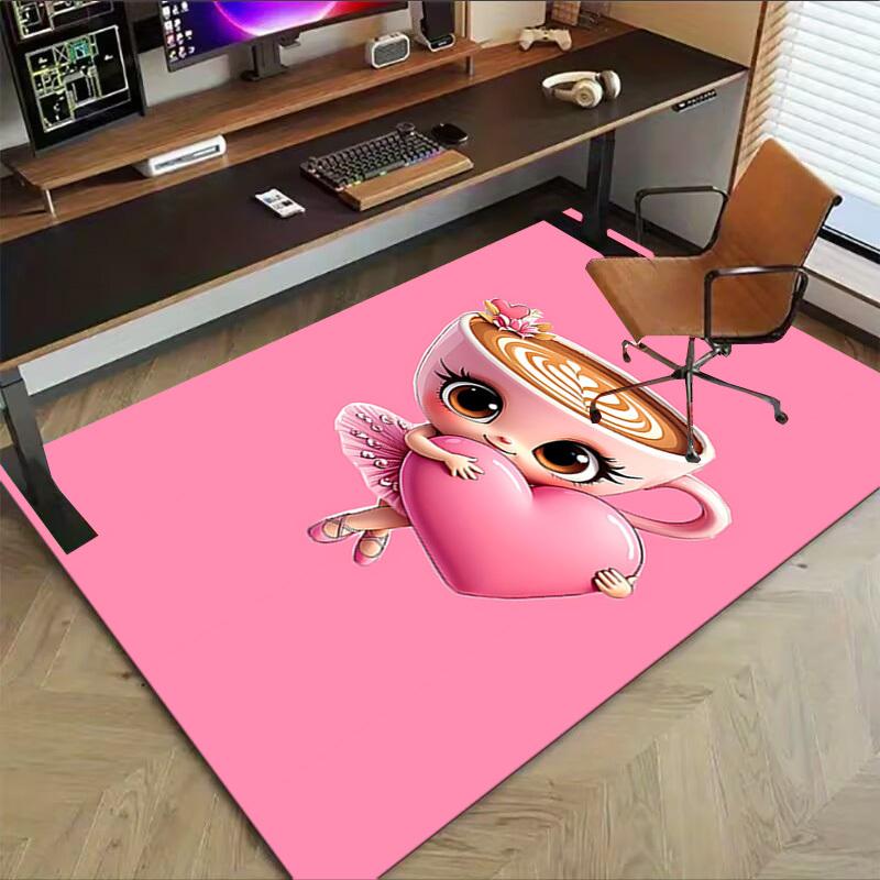 1PC coffee heart Extra Large Non Slip Floor carpet, Office, family, bedroom, Studio Large Area Rug Indoor Rugs