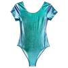 Damen Glänzendes Lackleder Einteiler Leotard Bodysuit Tanzbekleidung Bodys Badeanzug