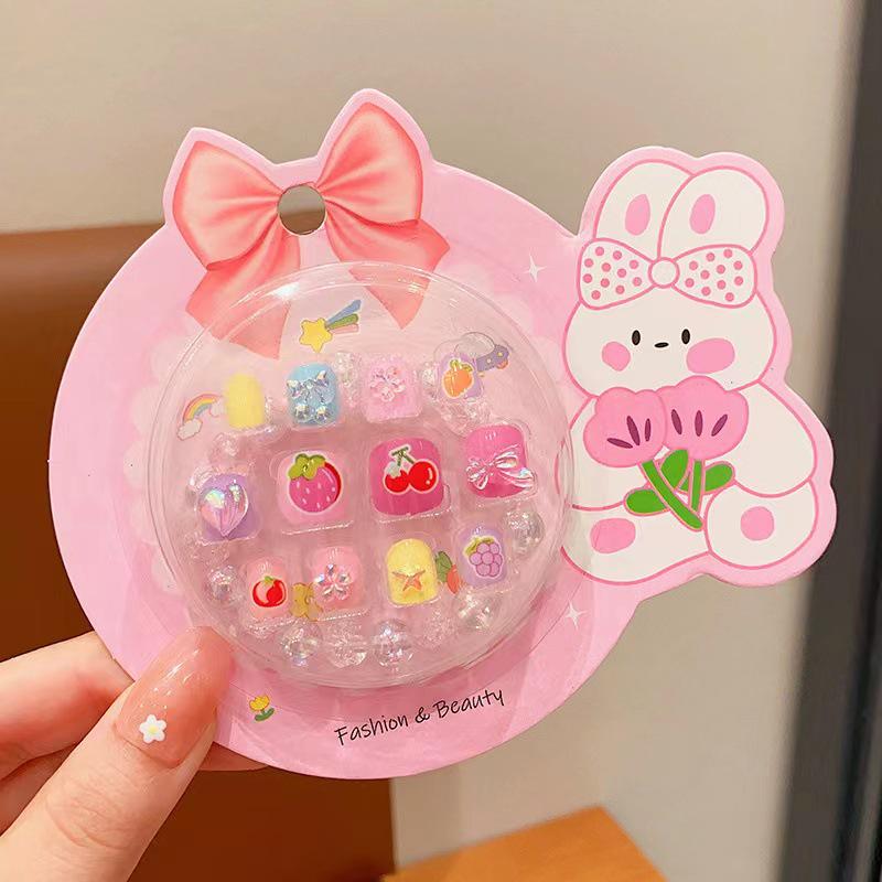 Children s 3D Nail Art Set: Wearable Nail Tips, Stickers  Bracelet - Cute Cartoon Design