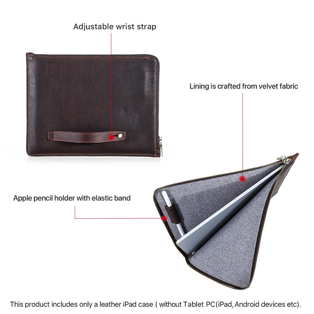 Genuine Leather Case for iPad Pro 13 12.9 11 A16 iPad Air 5 Air 4 iPad 8th 9th 10th Gen Tablet Cover for Samsung Huawei Xiaomi