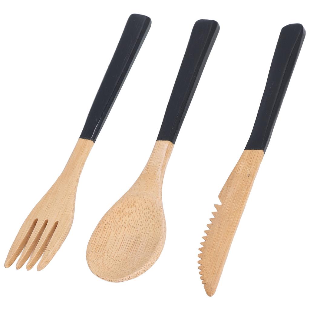 3Pcs Japanese Wooden Cutlery Set Safe BPA Wooden Cutlery Spoons Forks Knives for Kitchen