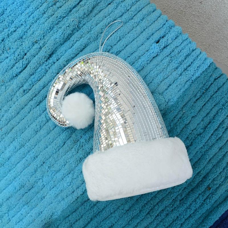 

Disco Christmas Hat Ornament Sparkling Glass Foam Santa Hat For Christmas Tree J0MC China Mainland
