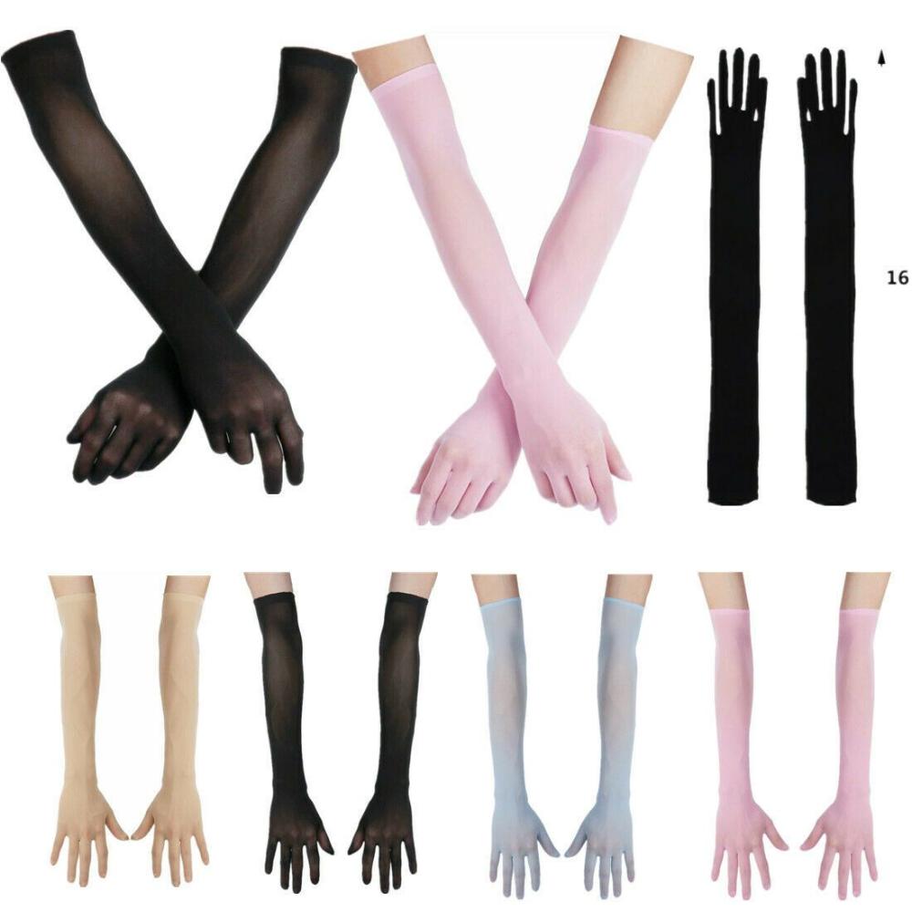 Protection Mesh Opera Prom Transparent Gloves Long Sheer Seamless Mitten Finger Pantyhose Gloves