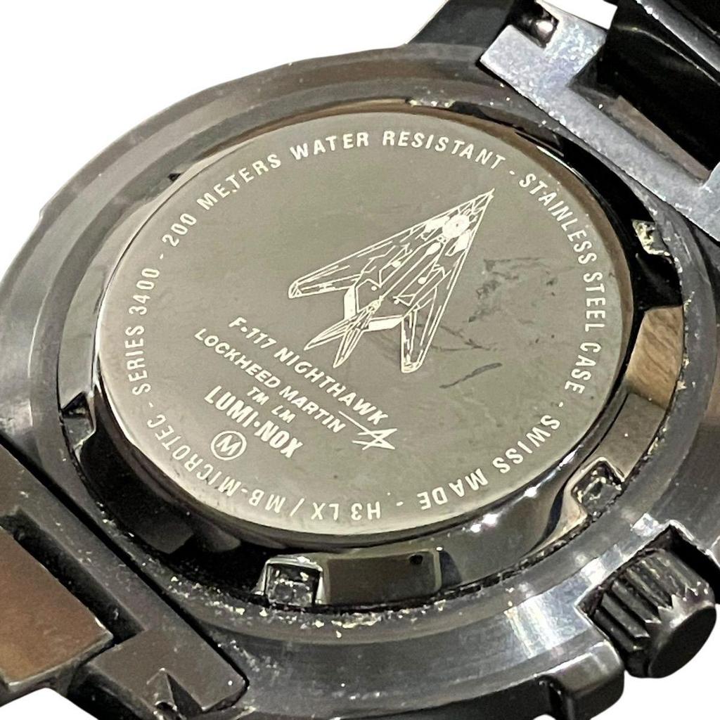 Used Luminox LUMINOX Nighthawk Watch Total Weight Approximately 143.6g SS SS Quartz Black Dial 3400 Men's