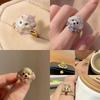 3D Puppy Kitten Ring Adorable Crown Bow Enamel Animal Design Perfect for Women Jewelry Gifts