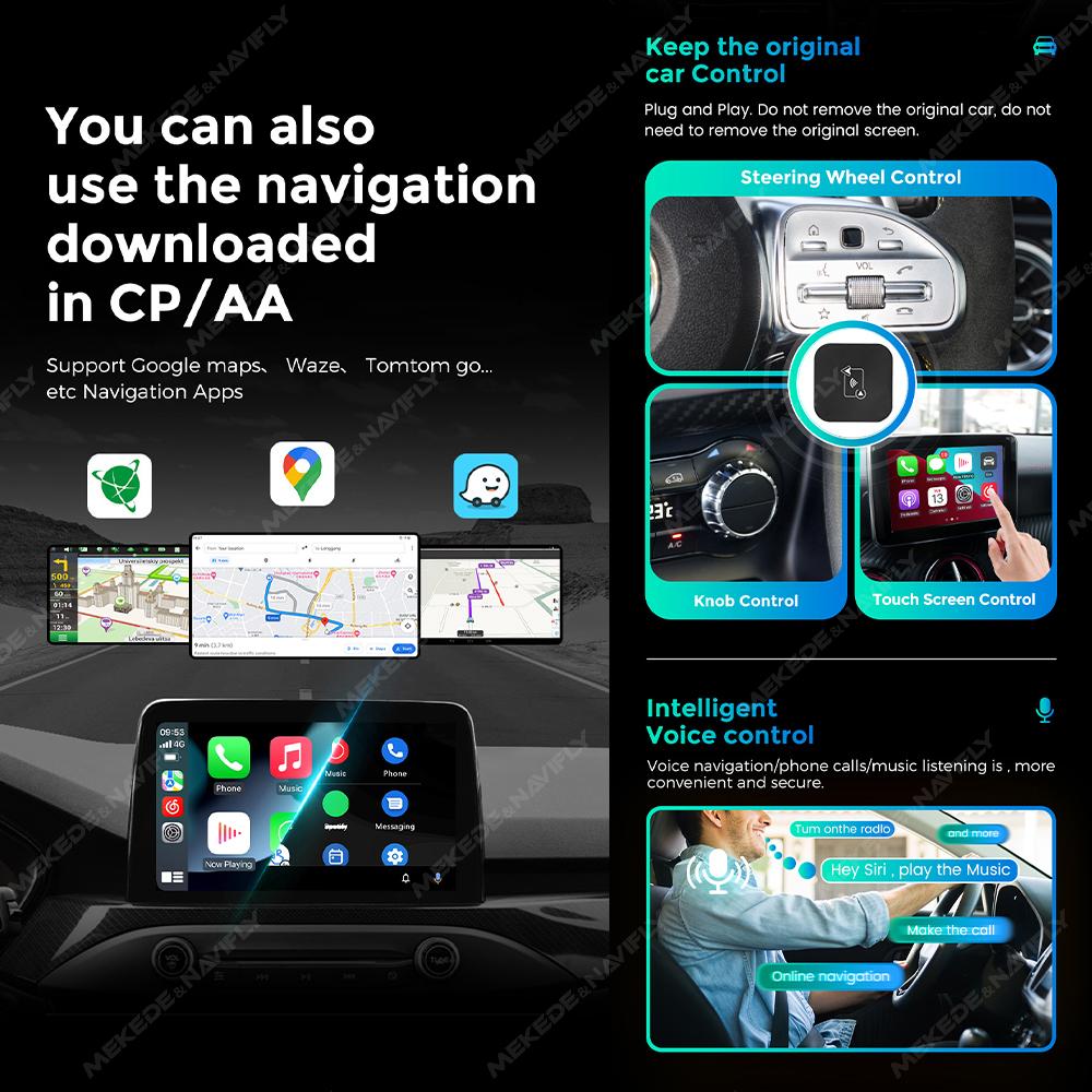 MINI Ai Box 2 în 1 Wireless Carplay Android Auto Adaptor Auto WiFi BT5.0 Plug and Play Recunoaștere Automată Pentru Mașină Universală