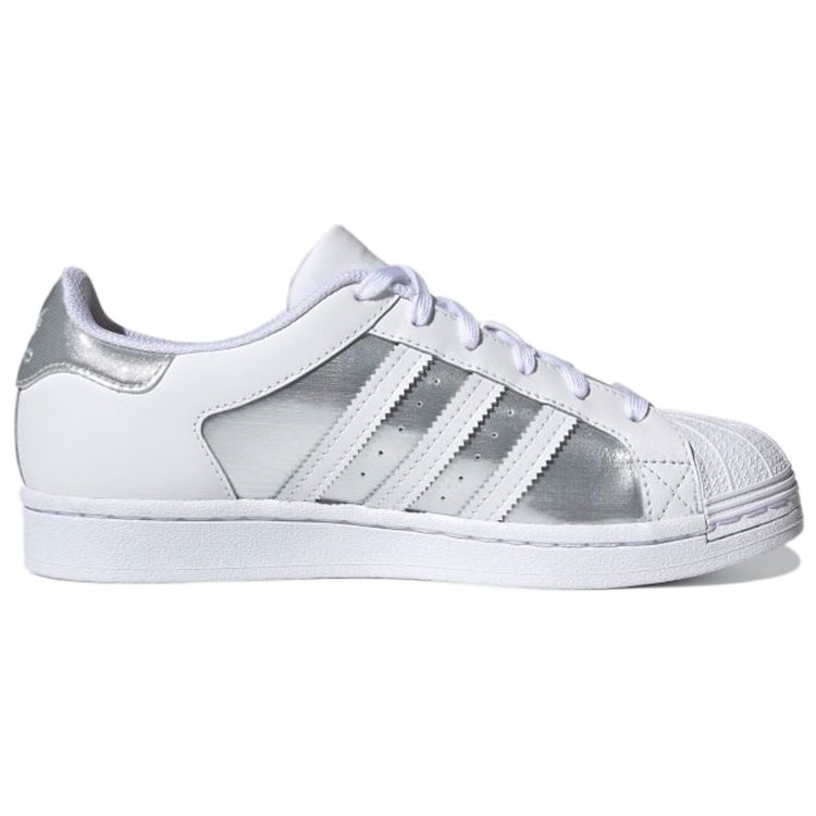 Adidas  Superstar White Silver Metallic Women Sneakers Cloud-White Grey-Two FX6048