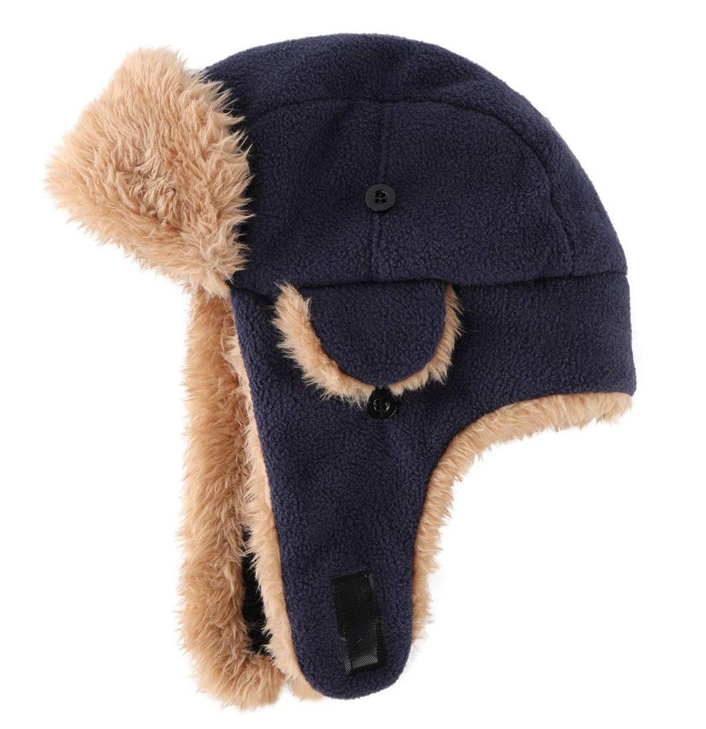 Conectaile Toddler Kids Winter Warm Hat with Ear Flaps for Outdoor Activities and Cold Pilot Cap for Navy Blue Weather, Boys, Skiing,
