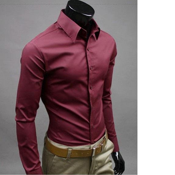Men's Shirt Casual Men's Fashion Solid Color Long Sleeve Shirt
