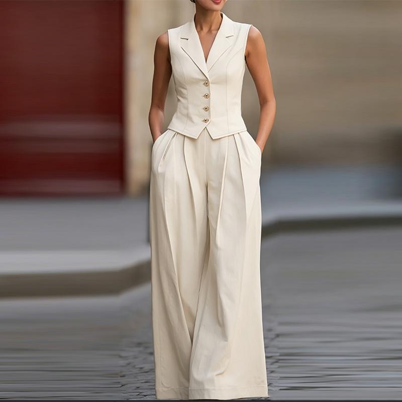 ZANZEA Women Sleeveless Vest Tops and Wide Leg Pants Casual Two Piece Suit Sets