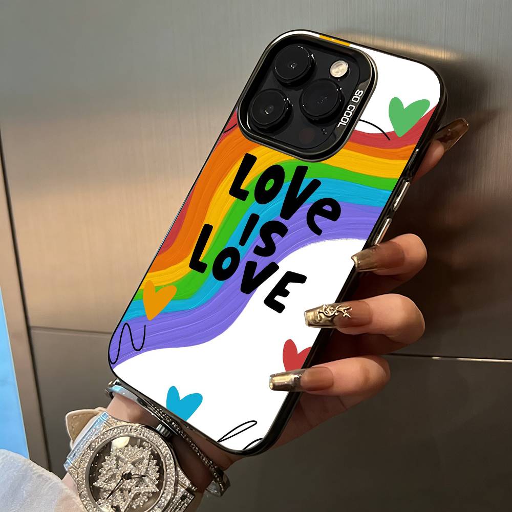 Lesbian LGBT Rainbow Pride For iPhone 17 16 15 14 13 12 11 Pro Max XS  17 Air Silicone Colored Silver Bumper Cover