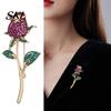 Vintage Style Rose Pin Suit Collar Pin, 3D Flower Shape Lapel with Rhinestones Solid Metal Brooch Inlaid, Electroplated Anti-Oxidation Versatile Badge